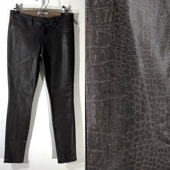 Rich & Skinny Denim - Rich & Skinny jeans brown croc print waxed coated jeans NWT